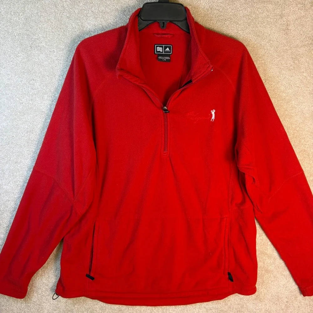 Adidas Fleece Pullover Mens Large Red 1/4 Zip Golf The Legends Clubs Wisconsin‎
